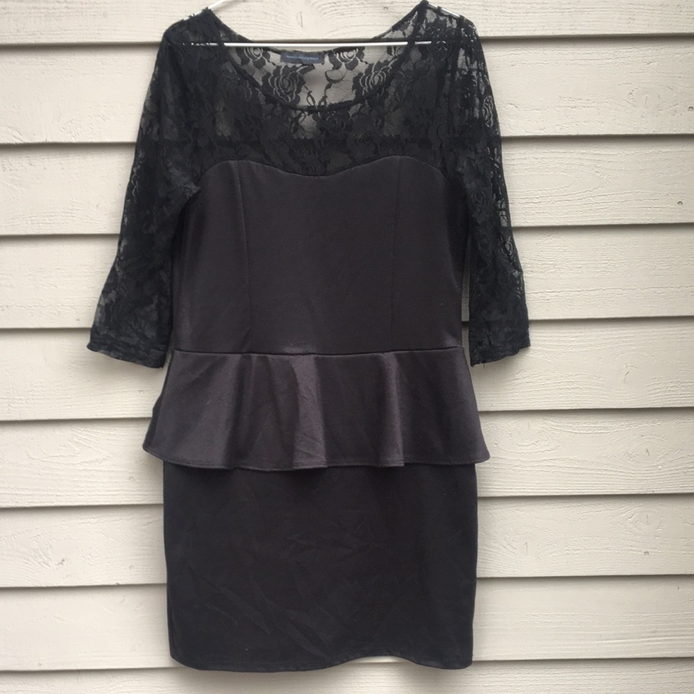 XL American City Wear black knit dress and lace top EUC